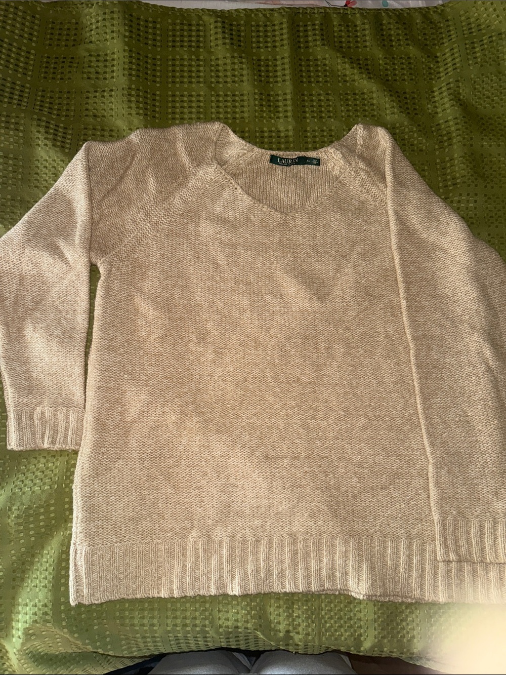 Lauren Ralph Lauren Beige Scoop Neck Knit Sweater